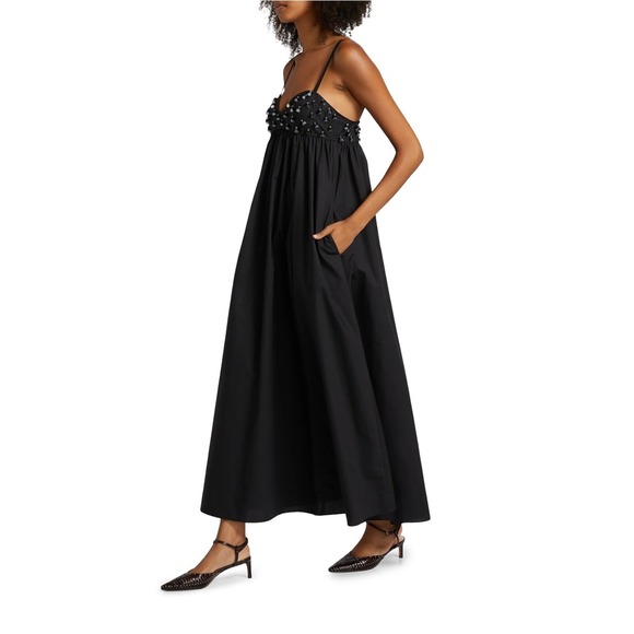 Ulla Johnson Harlan Embellished Cotton Poplin Maxi Dress Sweetheart Gown  Size 6